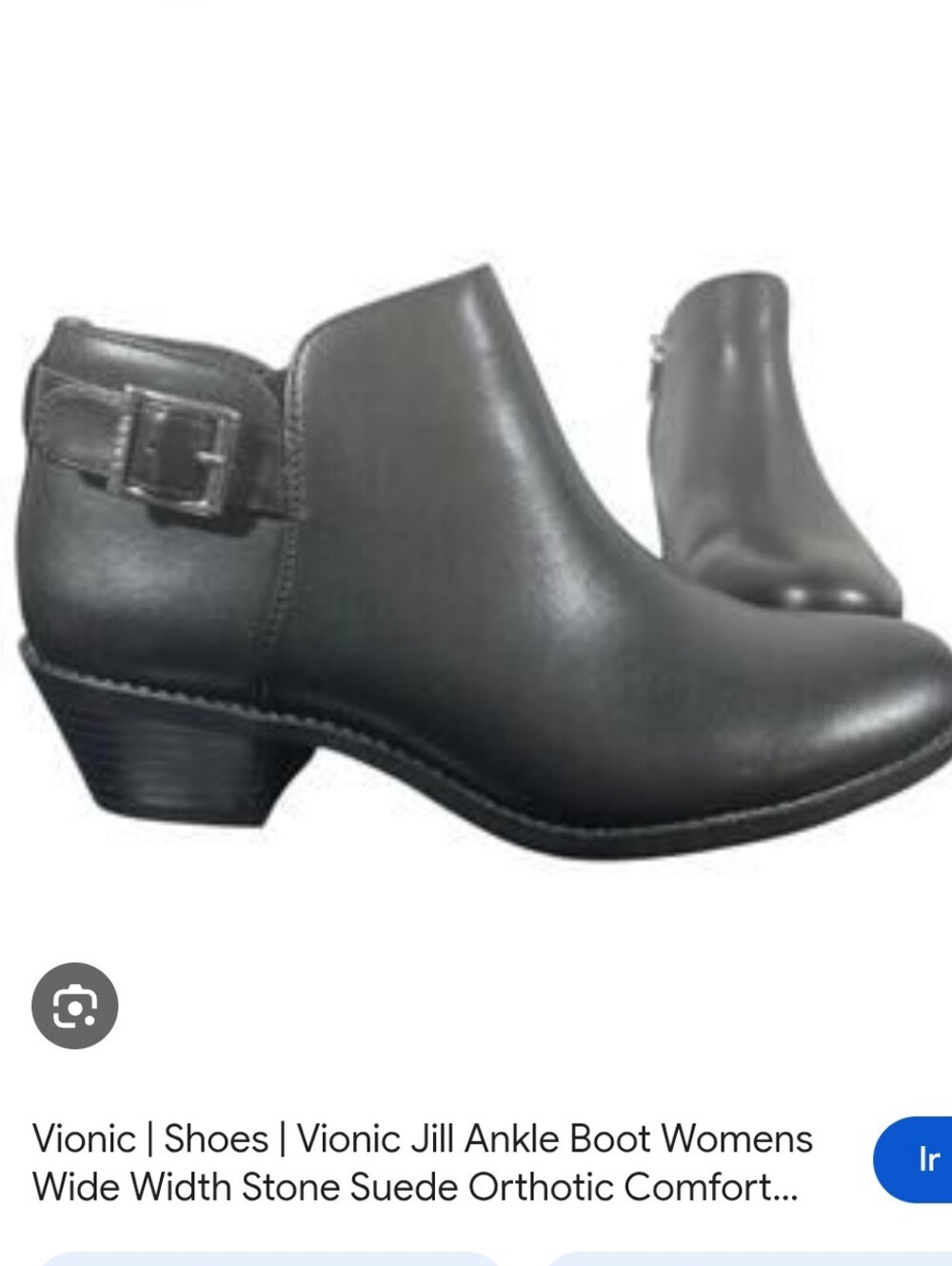 Vionic Gray Low Heel Ankle Boot with Buckle Accent